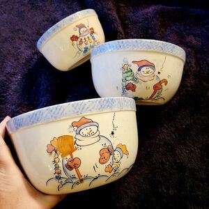 Set of 3 vitage snowman bowls vital unit